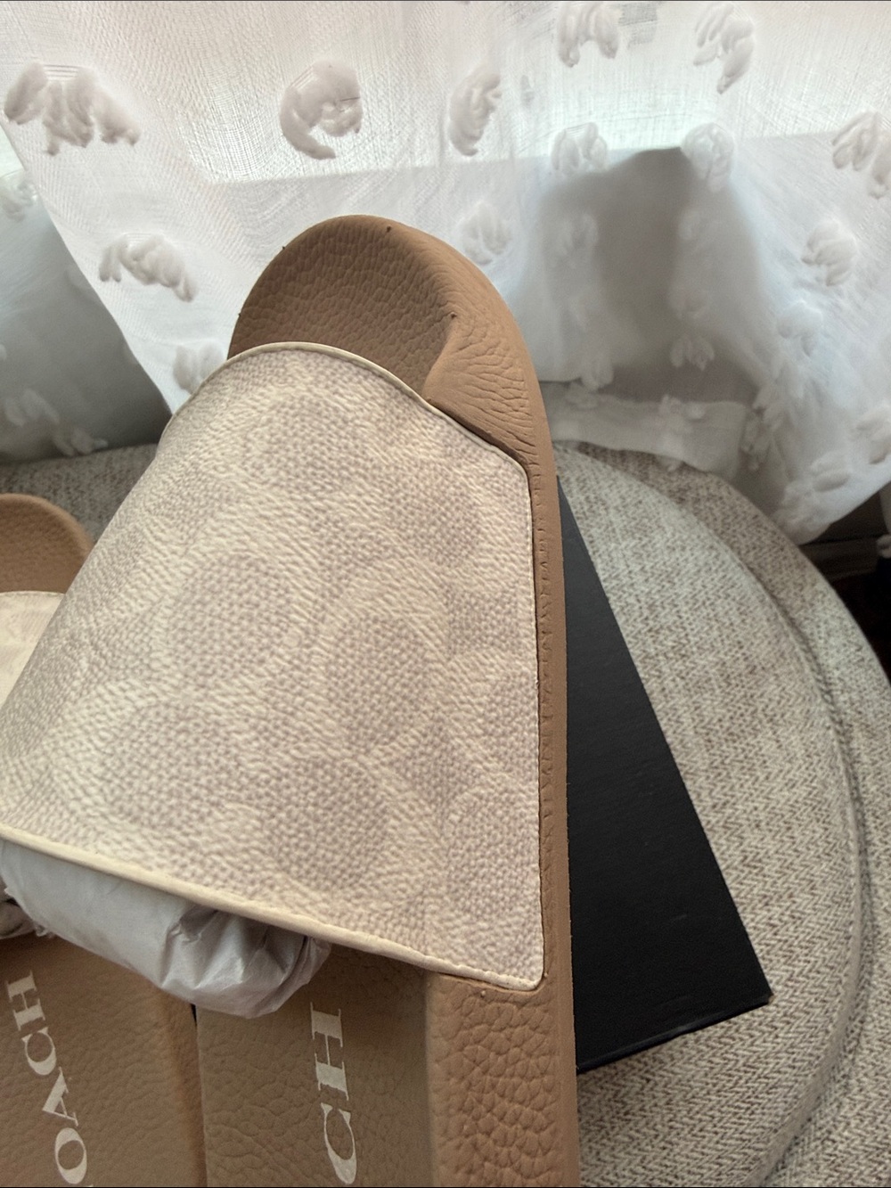 Coach Cream Signature Monogram Slide Sandals - Picture 8 of 10